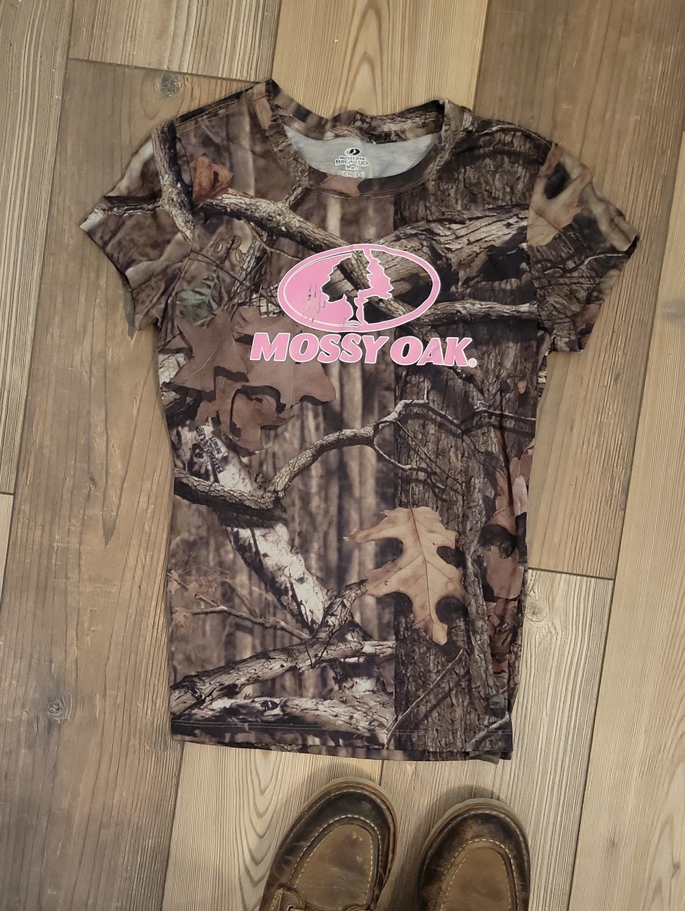 Mossy Oak Brown Camo Tee with Pink Logo